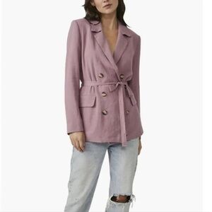 Free People Olivia Linen Cotton Blend Pink Blazer